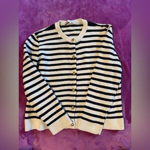 Zara Black and White Striped Cardigan #461